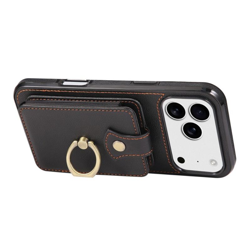 Hülle iPhone 17 Pro Max Lederoptik Mit Kartenhalter Und Handschlaufe