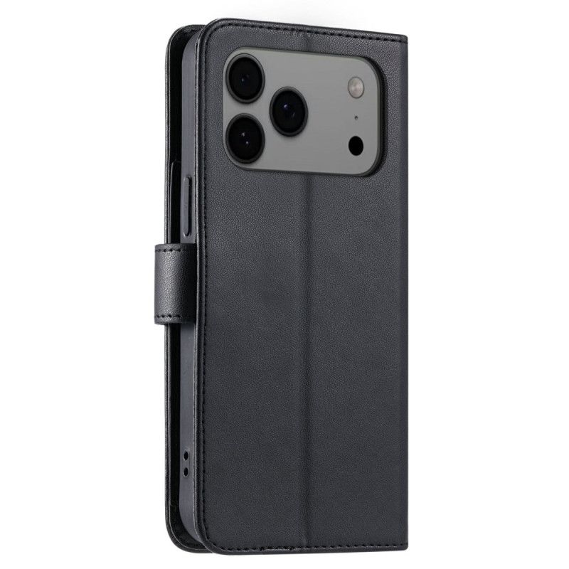 Lederhüllen iPhone 17 Pro Max Handyhülle Gesteppt Mit Kartenhalter Und Schulterriemen