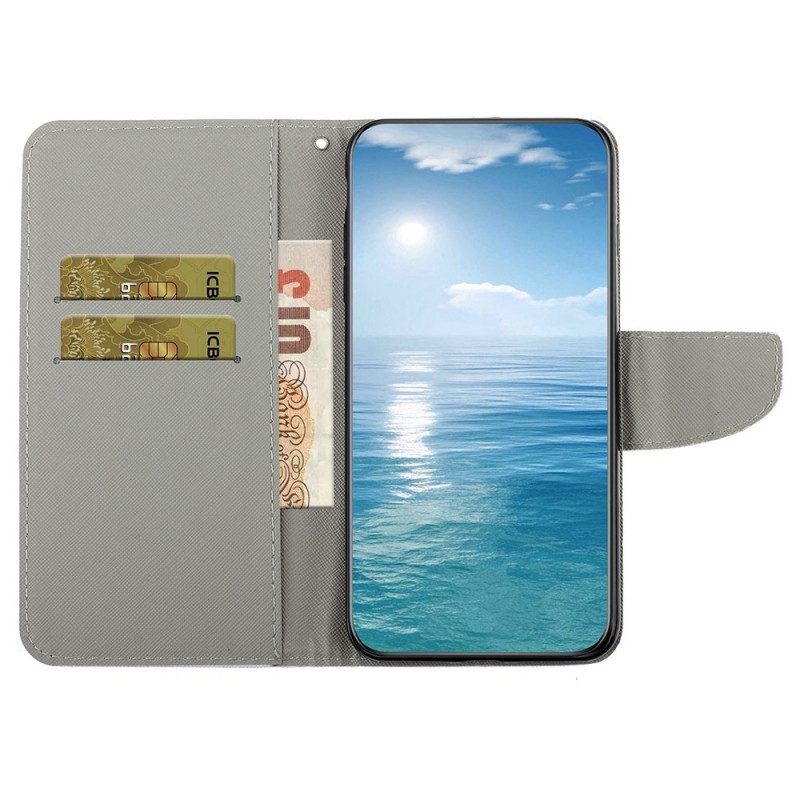 Flip Case Für Samsung Galaxy A13 Marmor Und Pailletten Mit Riemen