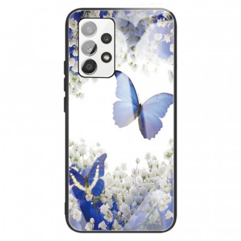 Hülle Für Samsung Galaxy A13 Gehärtetes Glas Im Schmetterlings-design