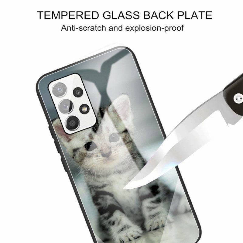 Hülle Für Samsung Galaxy A13 Kätzchen Aus Gehärtetem Glas