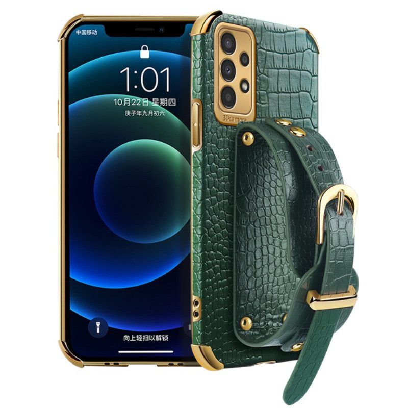 Hülle Für Samsung Galaxy A13 Krokodil-stil Mit Stützgurt