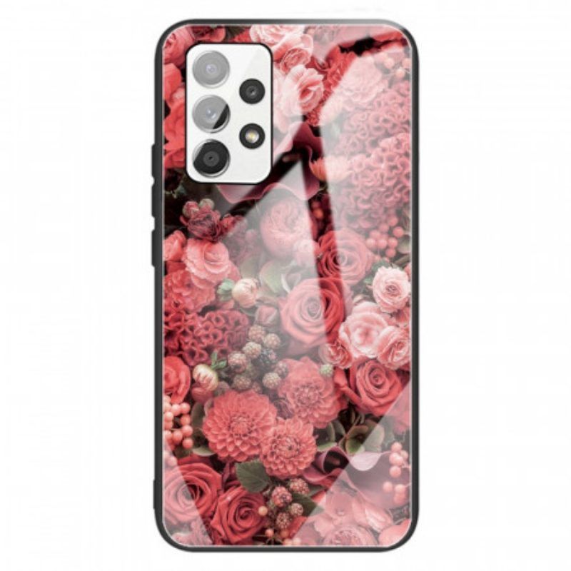 Hülle Für Samsung Galaxy A13 Rosenblüten Aus Gehärtetem Glas