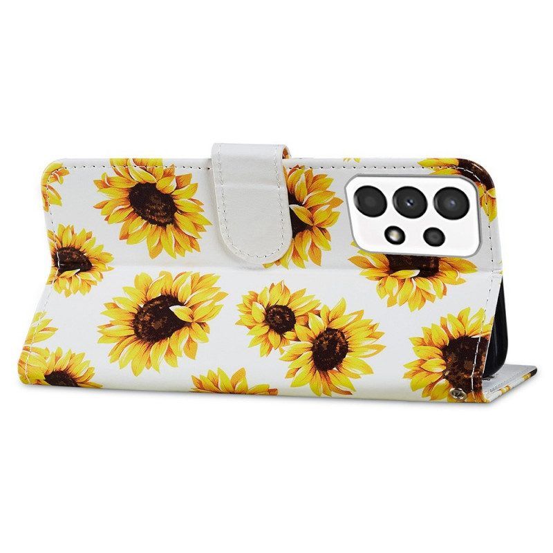 Lederhüllen Für Samsung Galaxy A13 Sonnenblumen