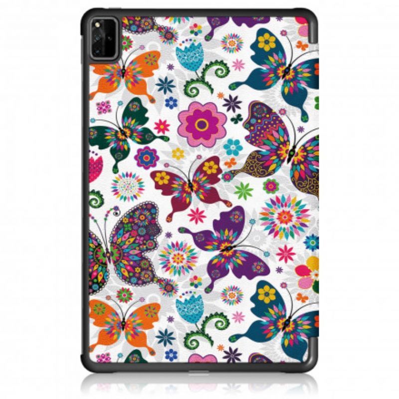 Smart Case Huawei Matepad Pro 12.6 (2021) Verstärkte Retro-schmetterlinge Und Blumen