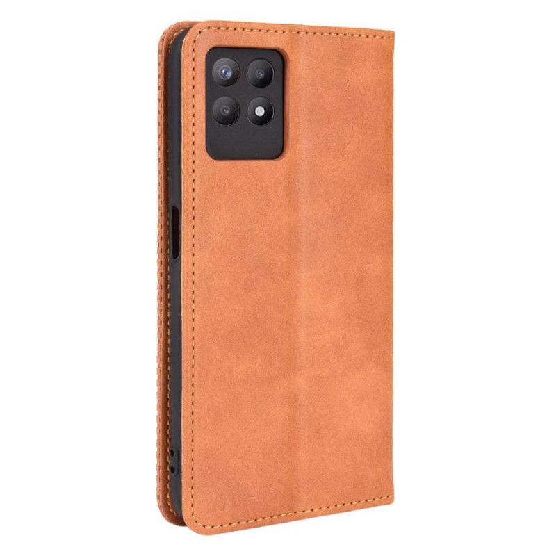 Flip Case Für Realme 8i Stilisierter Vintage-ledereffekt