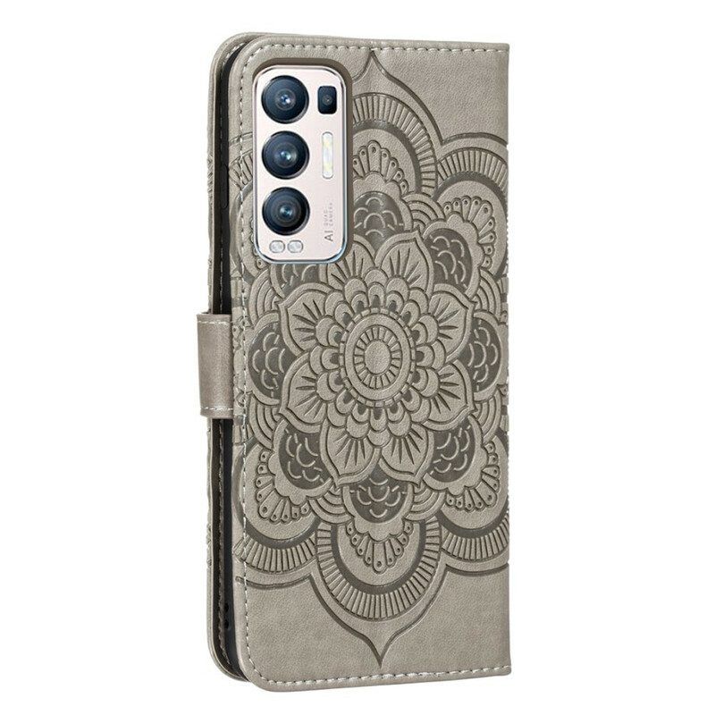 Flip Case Für Oppo Find X3 Neo Mit Kordel Mandala Mit Vollem Riemen