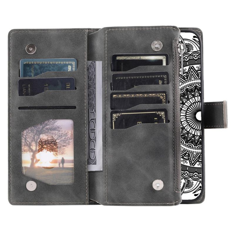 Lederhüllen Für Xiaomi 15 Pro Geldbörse Mit Mandala-wildleder-effekt
