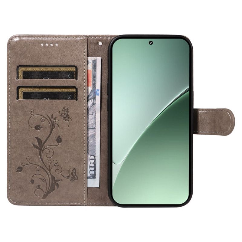 Lederhüllen Xiaomi 15 Pro Blumen- Und Schmetterlingsmuster