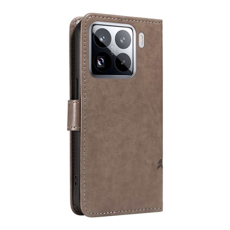 Lederhüllen Xiaomi 15 Pro Blumen- Und Schmetterlingsmuster