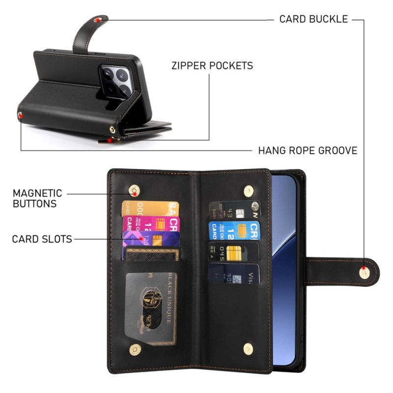 Lederhüllen Xiaomi 15 Pro Handyhülle Geldbörse Mit Tragegurt Und Schultergurt