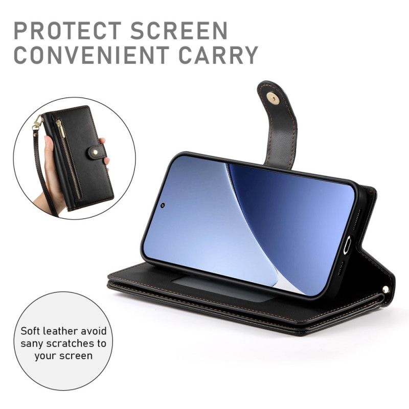 Lederhüllen Xiaomi 15 Pro Handyhülle Geldbörse Mit Tragegurt Und Schultergurt