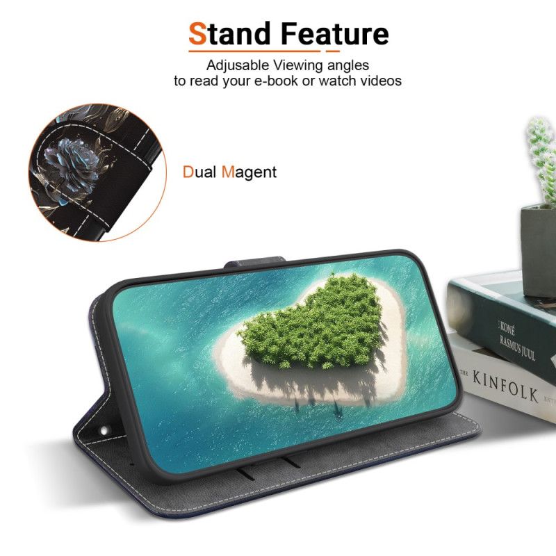 Lederhüllen Xiaomi 15 Pro Handyhülle Schwarze Rose