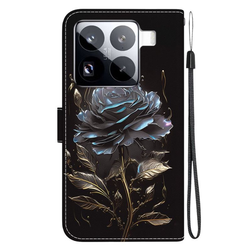Lederhüllen Xiaomi 15 Pro Handyhülle Schwarze Rose