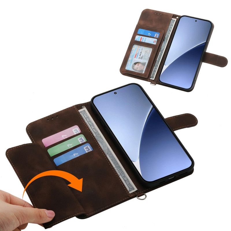 Lederhüllen Xiaomi 15 Pro Wildlederoptik Mit Blumenmuster Riemen Und Schultergurt Tragegurt