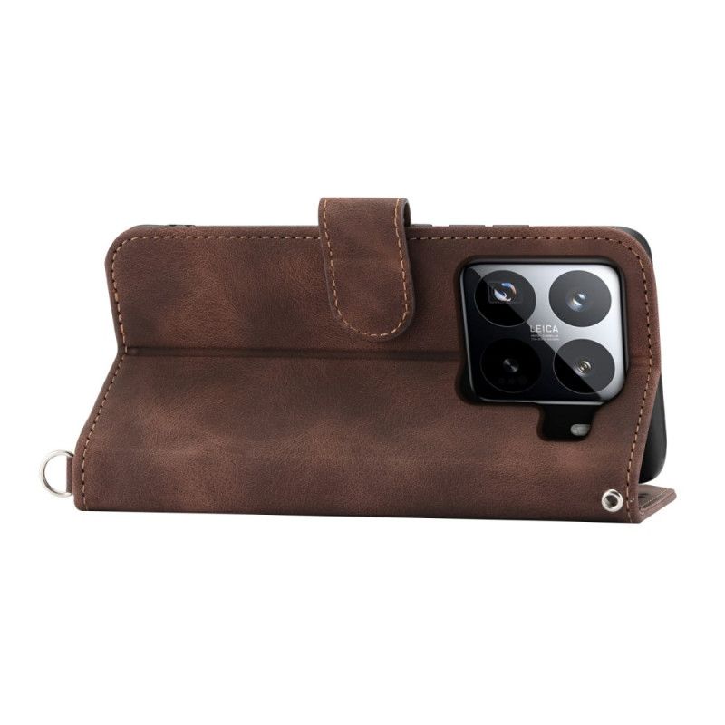 Lederhüllen Xiaomi 15 Pro Wildlederoptik Mit Blumenmuster Riemen Und Schultergurt Tragegurt