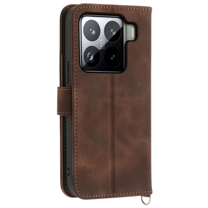 Lederhüllen Xiaomi 15 Pro Wildlederoptik Mit Blumenmuster Riemen Und Schultergurt Tragegurt