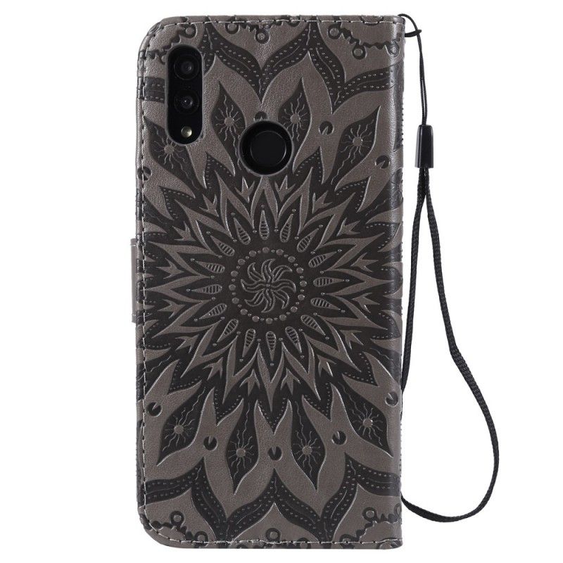 Lederhüllen Huawei P Smart 2019 Grau Sonnenblume