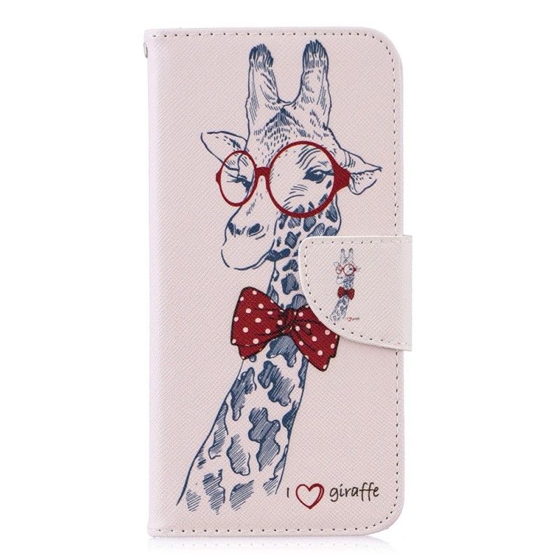 Lederhüllen Huawei P Smart 2019 Handyhülle Nerd-Giraffe