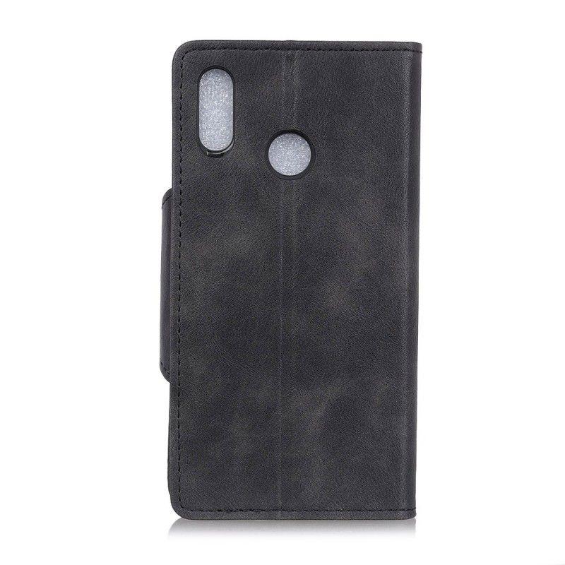 Lederhüllen Huawei P Smart 2019 Schwarz Vintage Kunstlederknopf