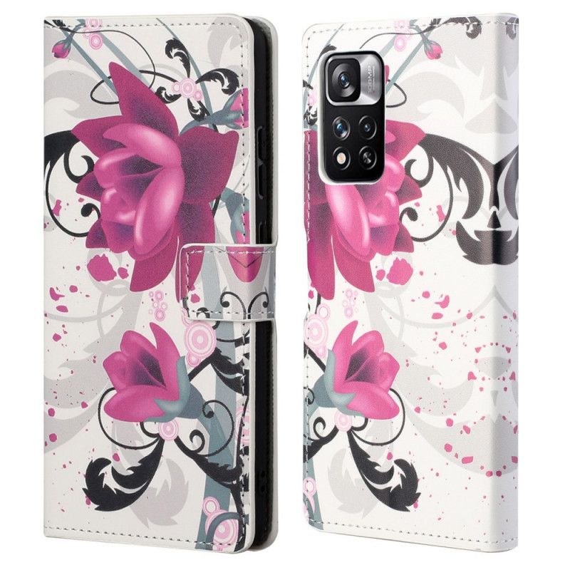 Lederhüllen Für Xiaomi Redmi Note 11 Pro / Note 11 Pro Plus Tropische Blumen