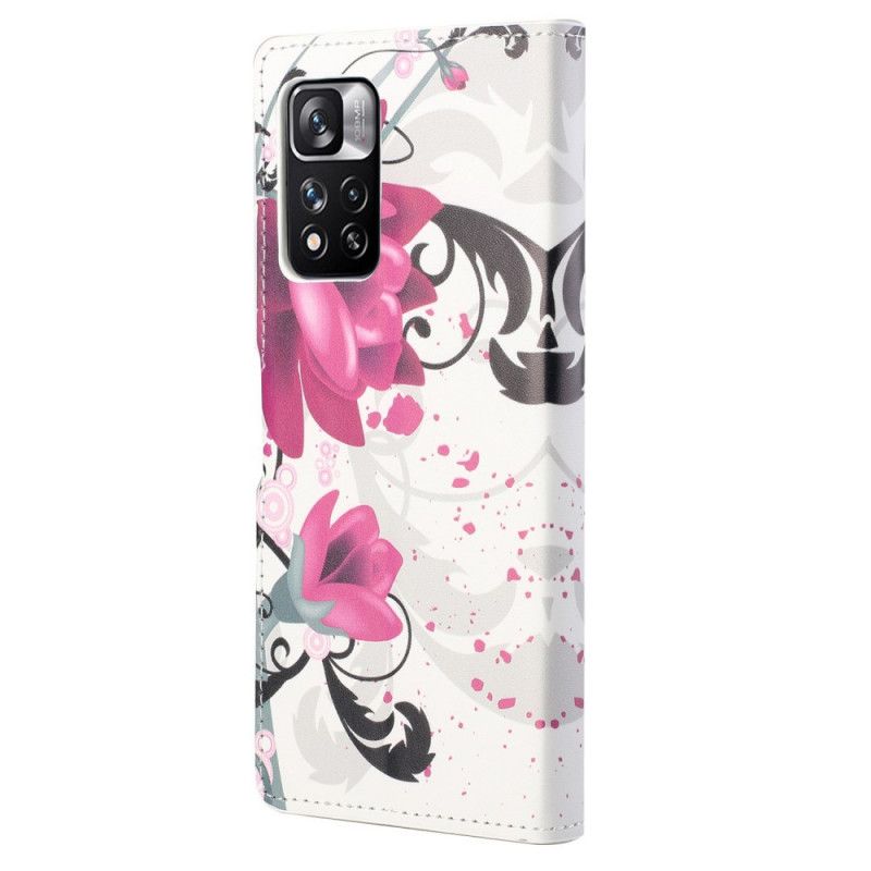 Lederhüllen Für Xiaomi Redmi Note 11 Pro / Note 11 Pro Plus Tropische Blumen