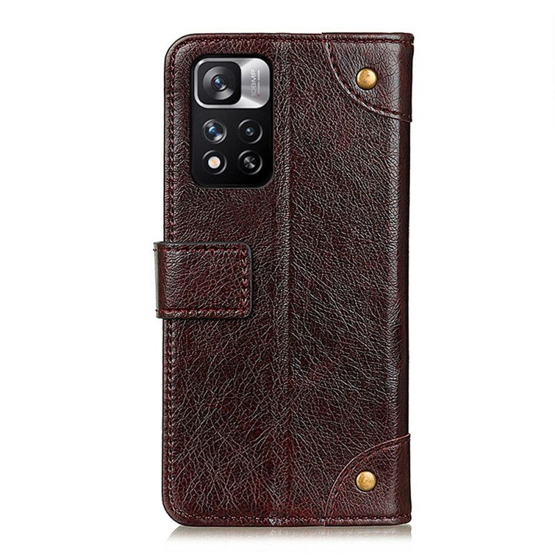 Lederhüllen Xiaomi Redmi Note 11 Pro / Note 11 Pro Plus Handyhülle Stil Nappaleder Vintage Nieten