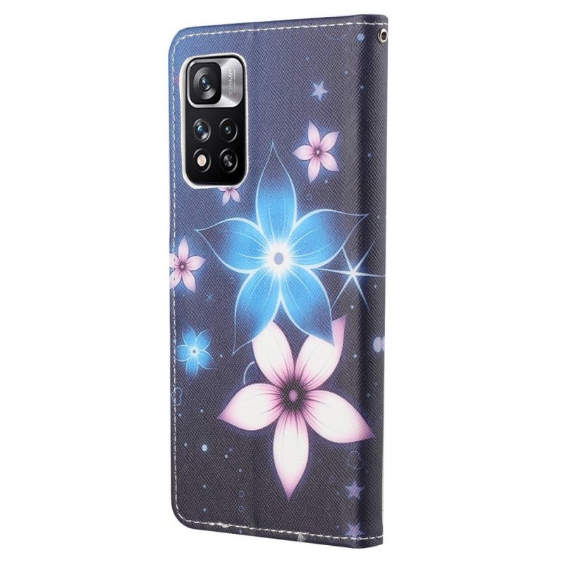 Lederhüllen Xiaomi Redmi Note 11 Pro / Note 11 Pro Plus Mondblumen Mit Riemen