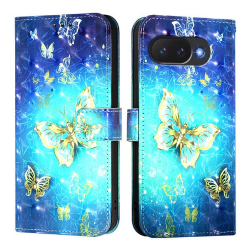 Lederhüllen Für Google Pixel 10a Goldene Schmetterlinge