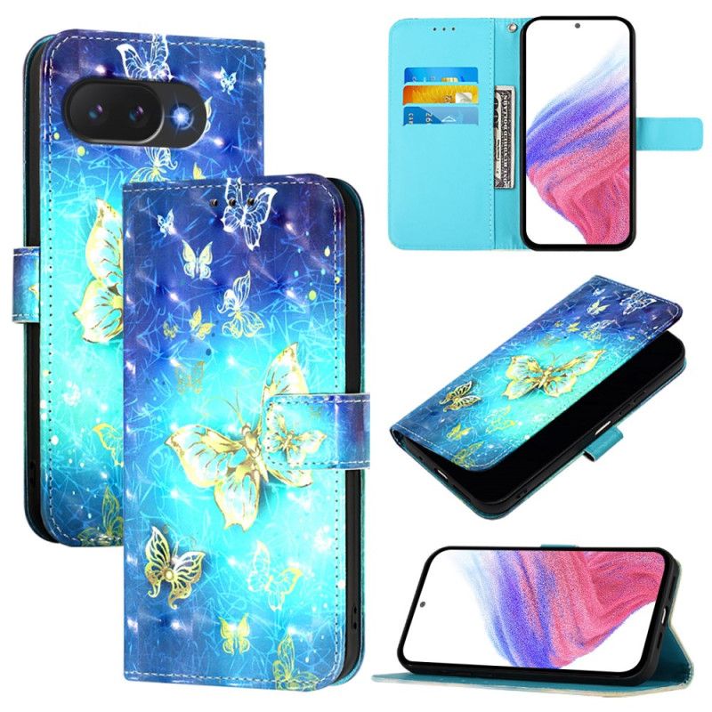 Lederhüllen Für Google Pixel 10a Goldene Schmetterlinge