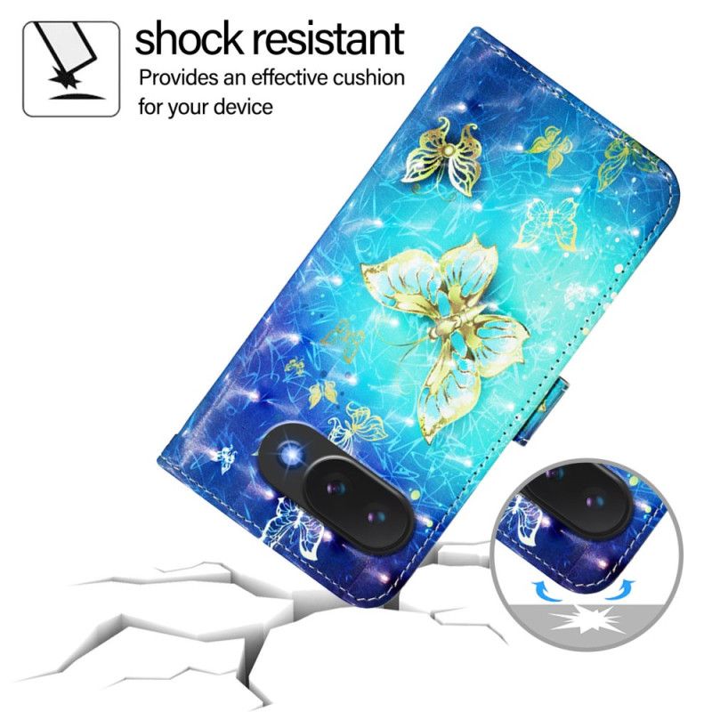 Lederhüllen Für Google Pixel 10a Goldene Schmetterlinge