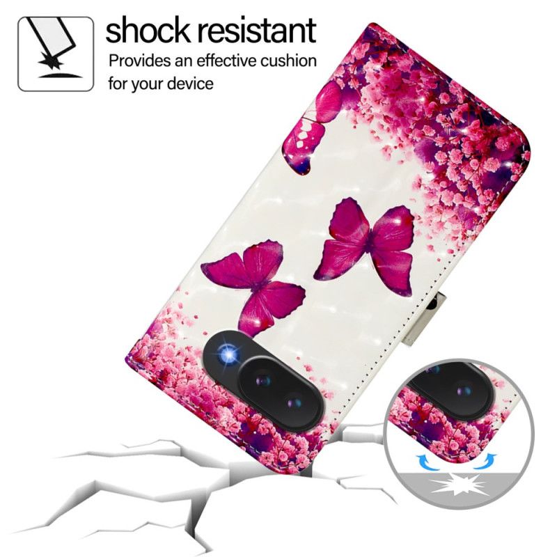 Lederhüllen Für Google Pixel 10a Rosa Schmetterlinge