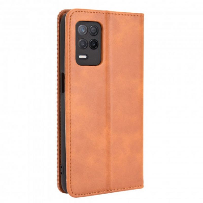 Flip Case Für Realme 8 5g Stilisierter Vintage-ledereffekt