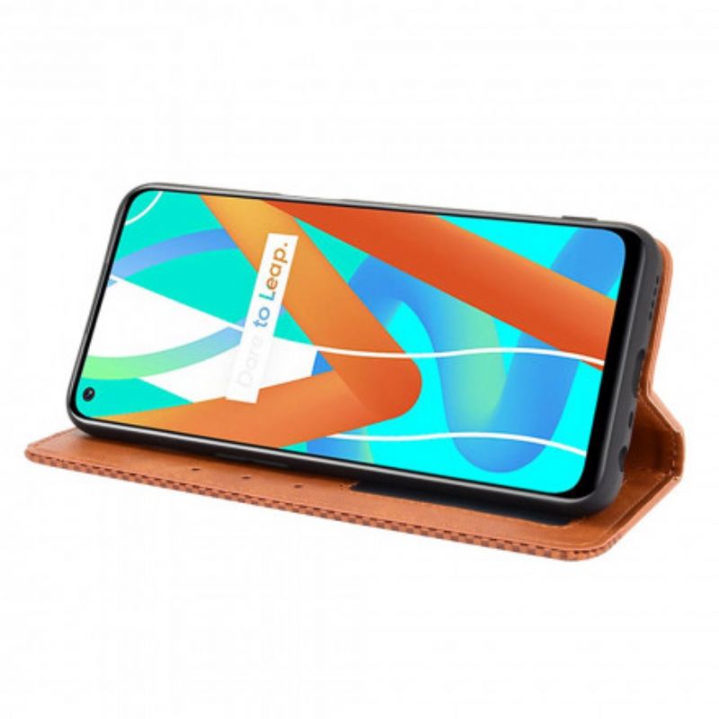 Flip Case Für Realme 8 5g Stilisierter Vintage-ledereffekt