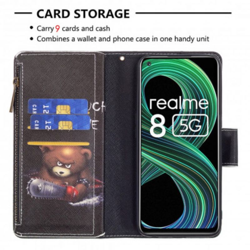 Lederhüllen Realme 8 5g Handyhülle Taschenbär Mit Reißverschluss