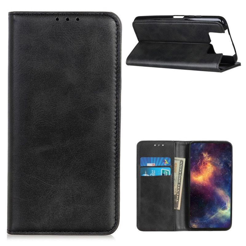 Flip Case Asus Zenfone 7 / 7 Pro Schwarz Gespaltenes Leder