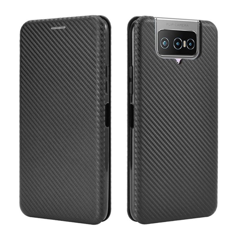 Flip Case Asus Zenfone 7 / 7 Pro Schwarz Kohlenstoffsilikon