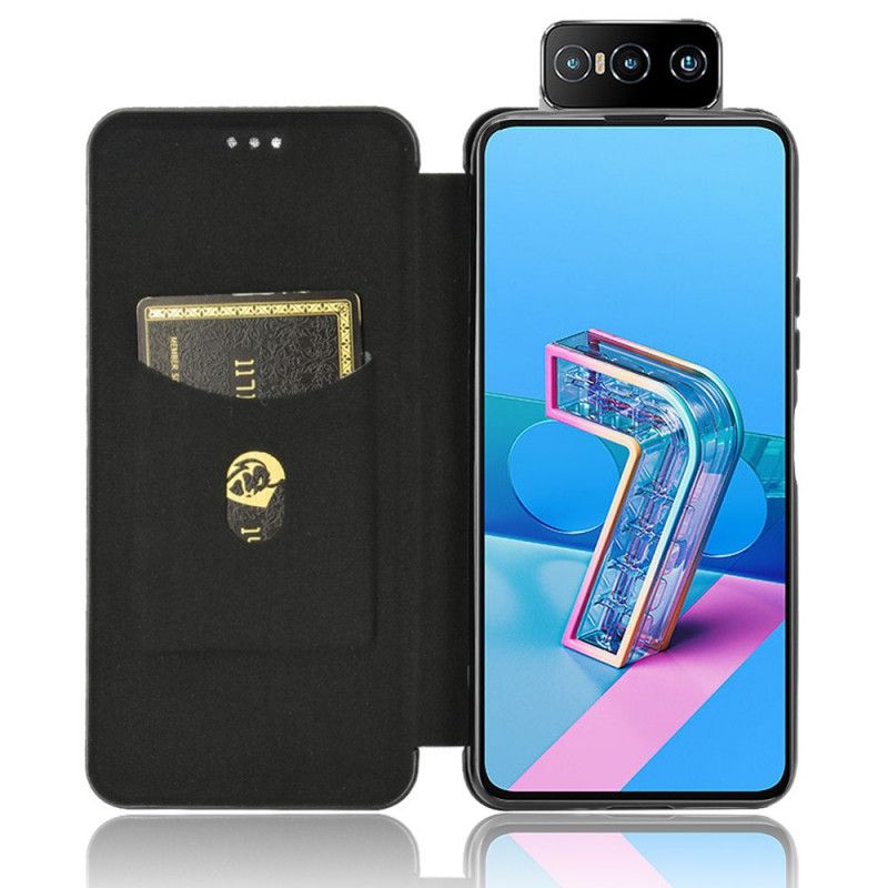 Flip Case Asus Zenfone 7 / 7 Pro Schwarz Kohlenstoffsilikon