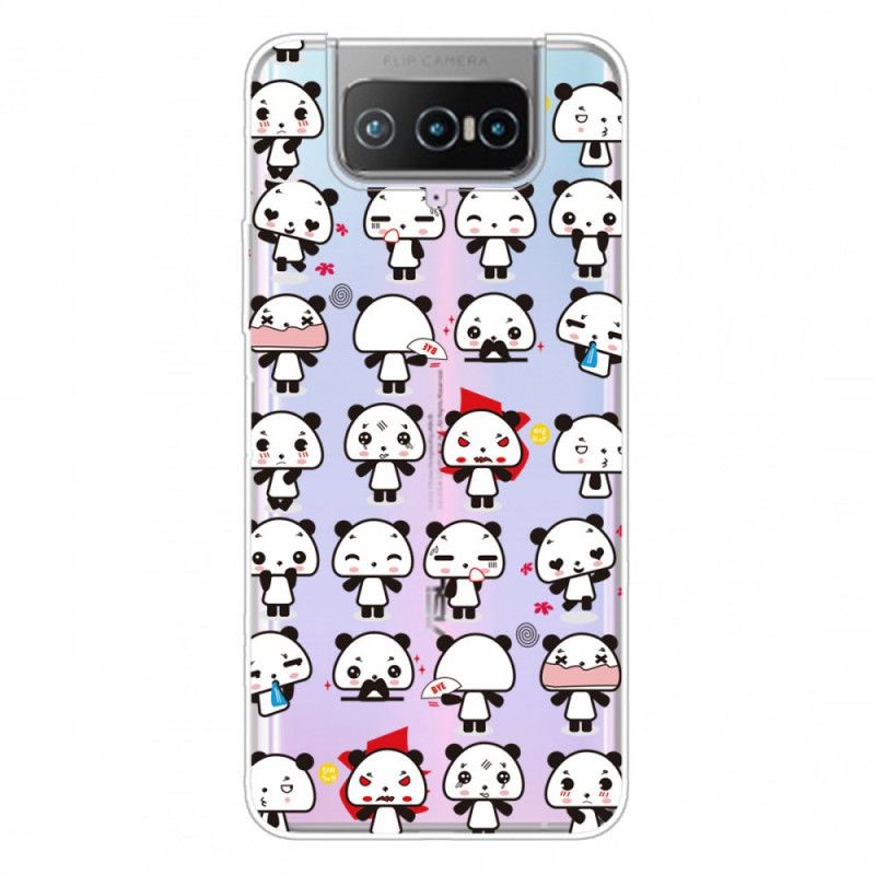 Hülle Asus Zenfone 7 / 7 Pro Handyhülle Transparente Lustige Pandas