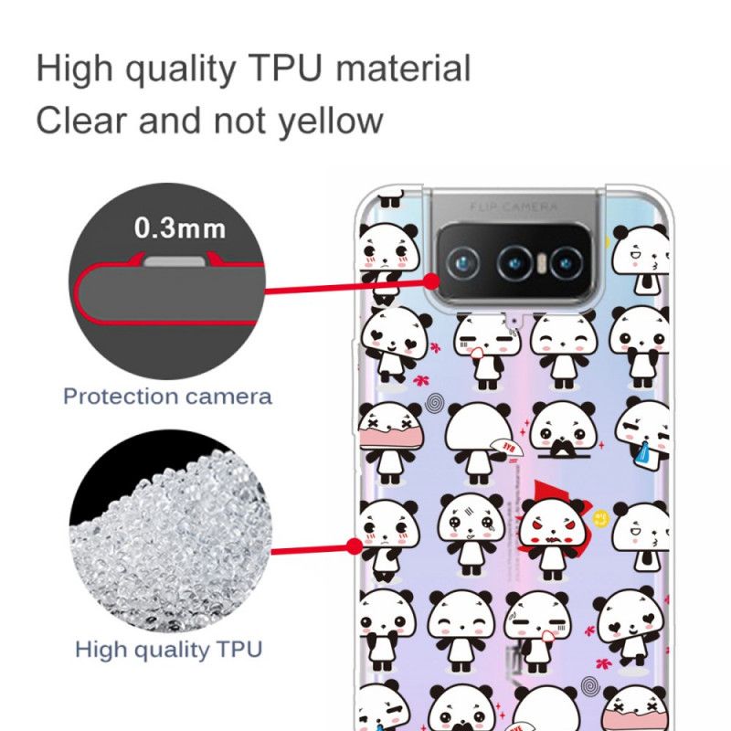 Hülle Asus Zenfone 7 / 7 Pro Handyhülle Transparente Lustige Pandas