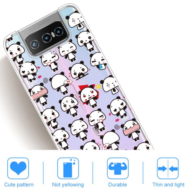 Hülle Asus Zenfone 7 / 7 Pro Handyhülle Transparente Lustige Pandas