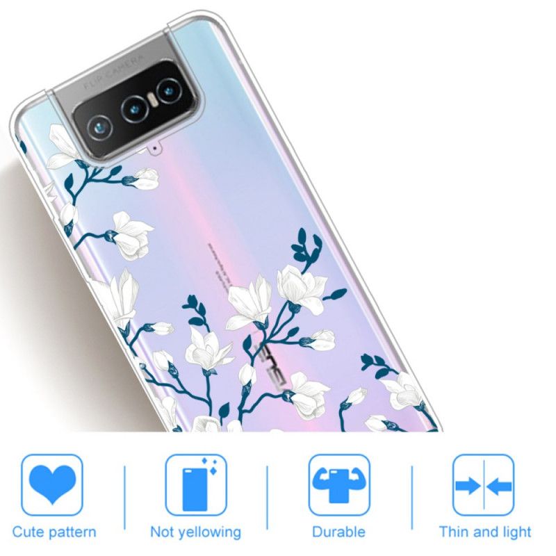 Hülle Asus Zenfone 7 / 7 Pro Handyhülle Weiße Blüten