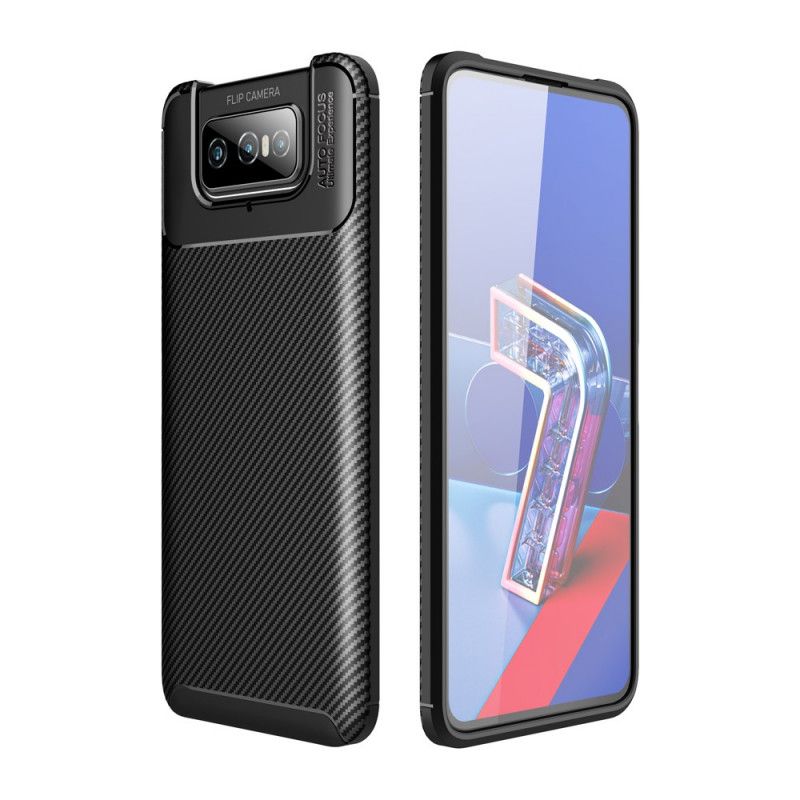 Hülle Asus Zenfone 7 / 7 Pro Schwarz Flexible Kohlefaser