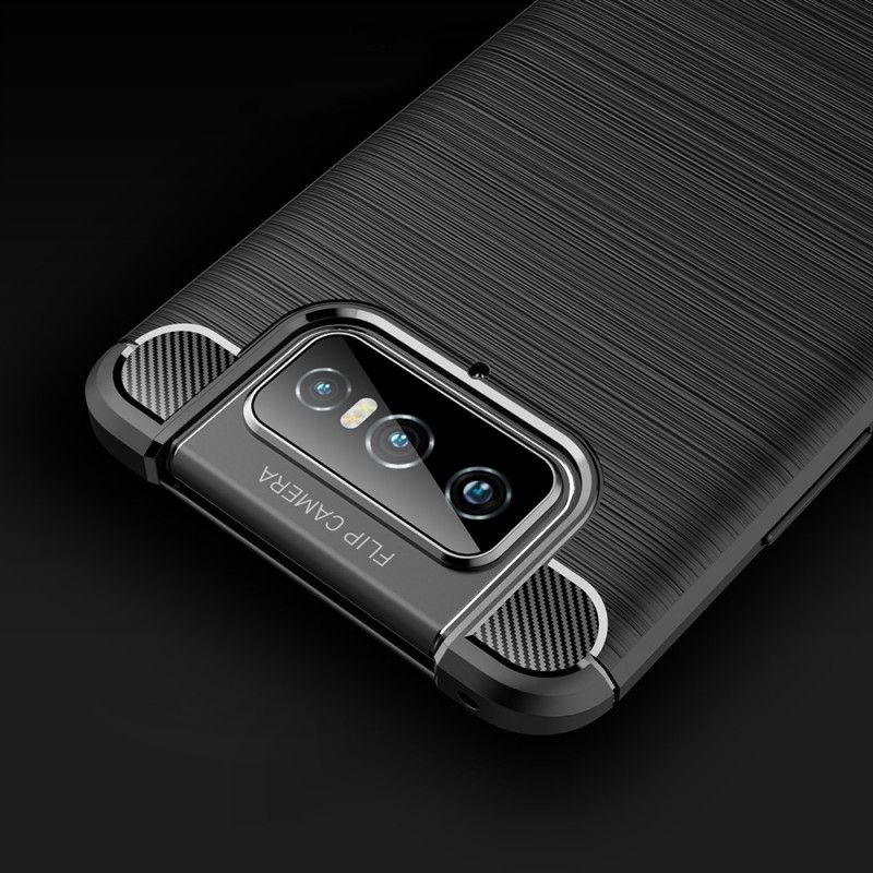 Hülle Asus Zenfone 7 / 7 Pro Schwarz Gebürstete Kohlefaser