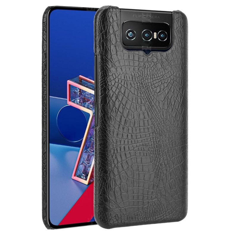 Hülle Asus Zenfone 7 / 7 Pro Schwarz Krokodilhauteffekt