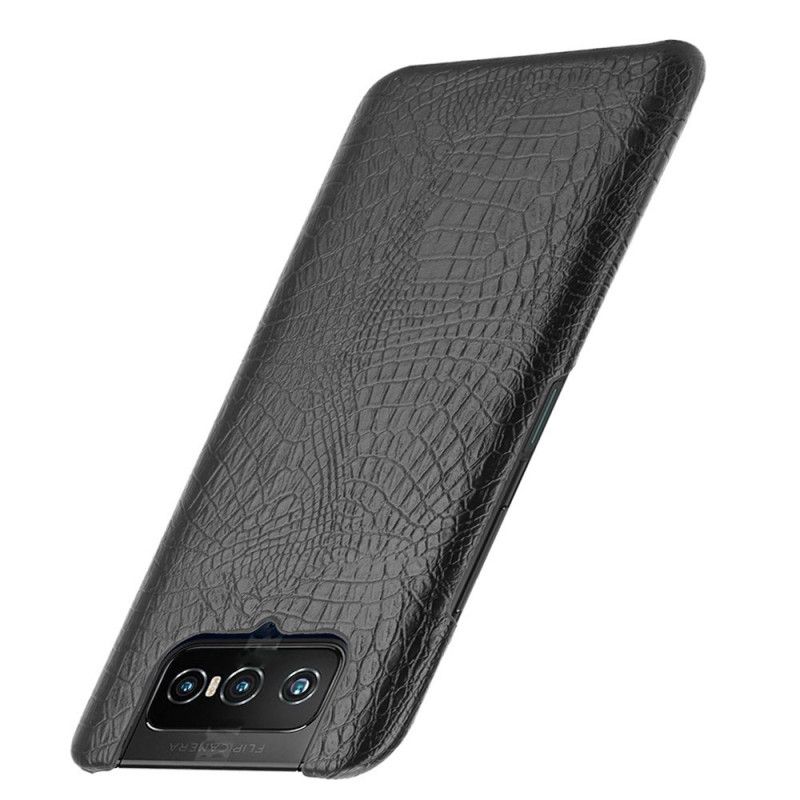 Hülle Asus Zenfone 7 / 7 Pro Schwarz Krokodilhauteffekt