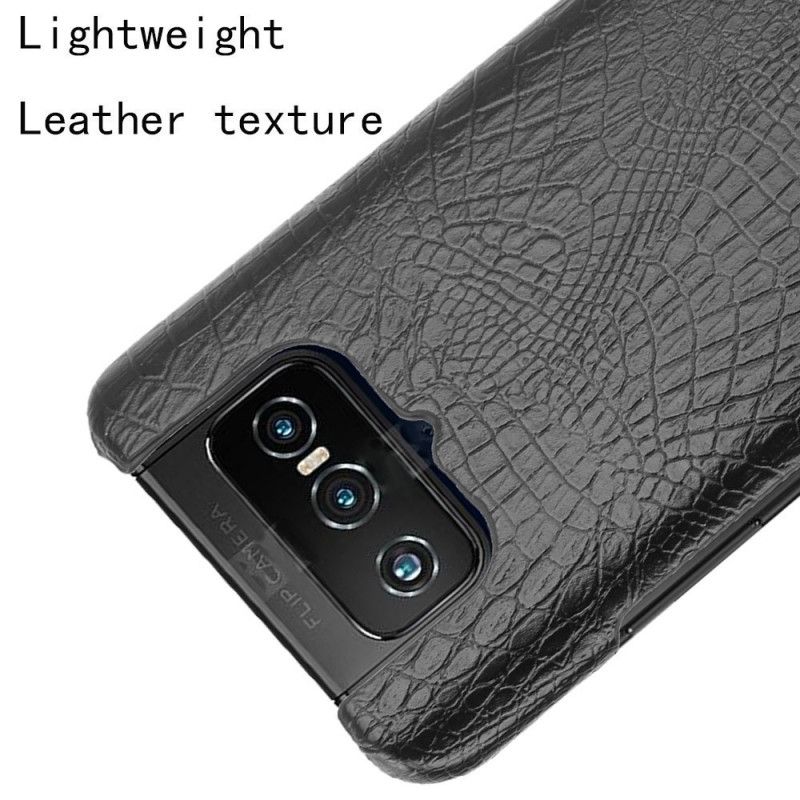 Hülle Asus Zenfone 7 / 7 Pro Schwarz Krokodilhauteffekt