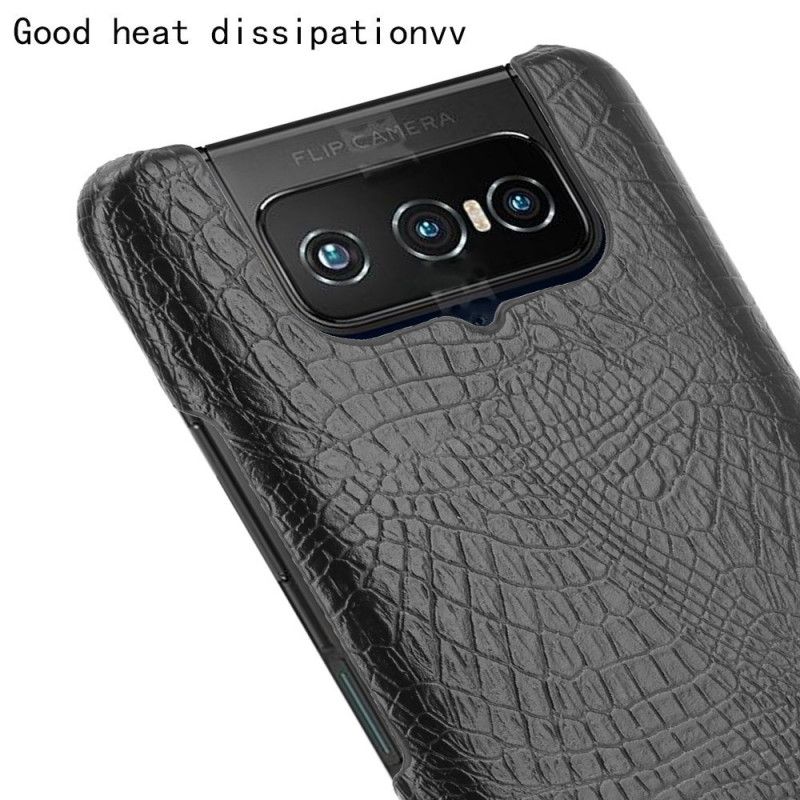 Hülle Asus Zenfone 7 / 7 Pro Schwarz Krokodilhauteffekt