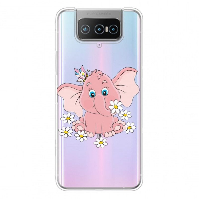 Hülle Asus Zenfone 7 / 7 Pro Transparenter Rosa Elefant