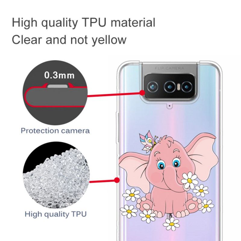 Hülle Asus Zenfone 7 / 7 Pro Transparenter Rosa Elefant